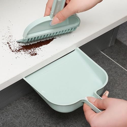 PMQEWZL Espresso Machine Cleaning Brush + Mini Dustpan Broom Set | Dual-Head Brush, For Coffee Grounds, Cleans Portafilter/Brew Head, Coffee Bar Crumbs