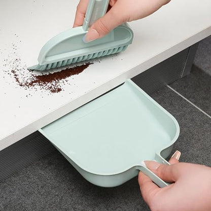 PMQEWZL Espresso Machine Cleaning Brush + Mini Dustpan Broom Set | Dual-Head Brush, For Coffee Grounds, Cleans Portafilter/Brew Head, Coffee Bar Crumbs