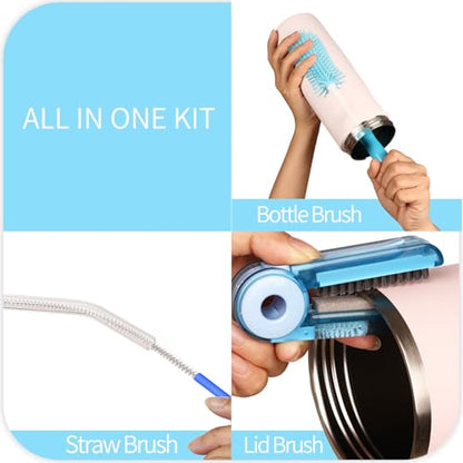 4 Pack Water Bottle Cleaner Brush Set - Silicone Bottle Brush 12.6" Heavy Duty Straw Cleaner Brush, 4 in 1 Multipurpose Cup Cleaner Kit - size: Large