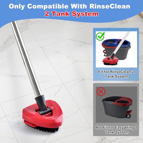 Mop Handle for O Cedar RinseClean 2 Tank System, Scrub Brush and Spin Mop Base Compatible with O-Cedar, 4-Section Spin Mop Handles and Base for RinseClean Spin Mops - color: 1brush Set