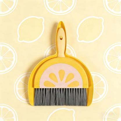 1Pcs Small Broom and Dustpan Set Cute Little Yellow Green Hand Mini Broom and Dustpan Set for Home Sofas Kitchen Countertops Storage Shelves Bathrooms Pet Areas - color: Yellow