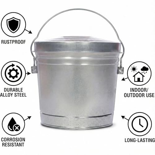 6-Gallon,Galvanized Steel Locking Lid Storage Can-Rustproof Dry
