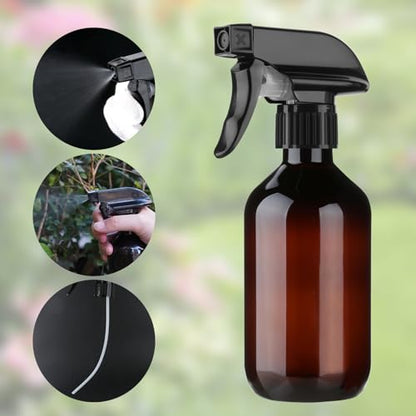 Arkeiliy 2-Pack Leakproof Spray Bottles (300ml/10oz) - Adjustable Nozzle for Fine Mist & Jet Stream | Premium Refillable Plastic Bottles for Hair Styling, Plant Misting, Cleaning Solutions (Brown) - color: Brown