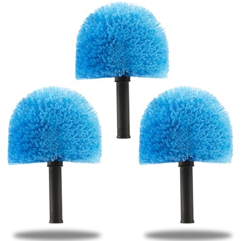 3 Pack Screw on Webster Cobweb Duster Head for Pole,Spider Web Remover Brush, Cobweb Duster Head Attachment,Fits Standard 3/4 inch Threaded Poles (3, Blue) - color: Blue