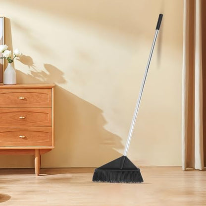 ABOOFAN Heavy Duty Outdoor Push Broom with Long Handle, Stiff Bristle Scrub Broom for Patio, Garage, Garden Sweeping, Sturdy Concrete Sweeper for Home and Commercial Use