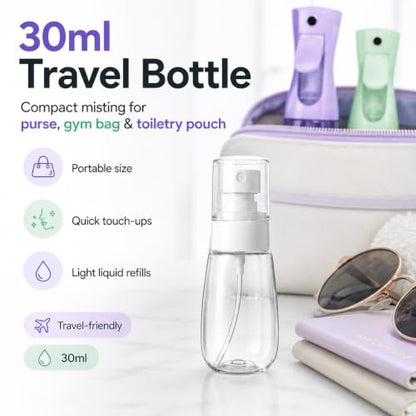 3 PCS Spray Bottles, 2-Pack Continuous Spray Bottles,Fine Water Mist Spray Bottles for Hair 6.8 OZ (200 ML) and 1oz 30ml Travel Spray Bottle Mister (Purple+Green) - color: Purple+Green