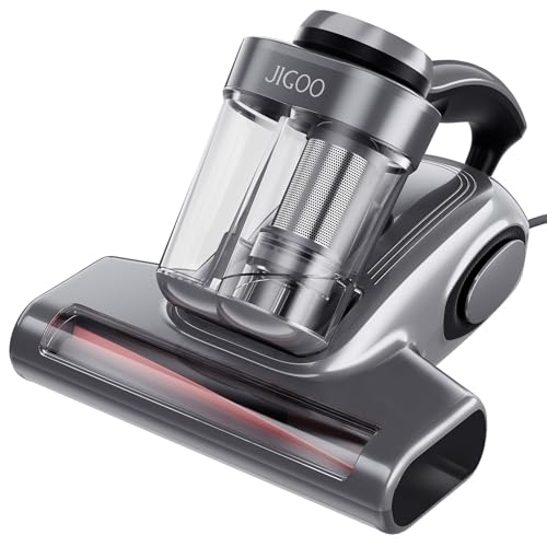JIGOO Bed Vacuum Cleaner with Dust Sensor, Mattress Vacuum Cleaner with UV & Ultrasonic and High Heating, 13Kpa Suction 500W Powerful Double-Cup Handheld Vacuums (J300, Gray) - color: Gray