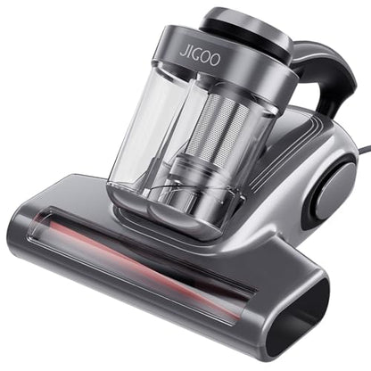 JIGOO Bed Vacuum Cleaner with Dust Sensor, Mattress Vacuum Cleaner with UV & Ultrasonic and High Heating, 13Kpa Suction 500W Powerful Double-Cup Handheld Vacuums (J300, Gray) - color: Gray