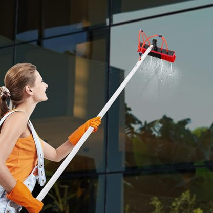 30ft Water Fed Pole Kit Solar Panel Cleaning Brush, Adjustable Window Cleaning Poles with 14in Water Fed Cleaning Brush, Solar Panel Cleaning Pole Outdoor Window Washing Equipment (30Ft, 14in Brush) - size: 30Ft, 14in Brush