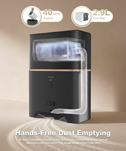 Touchless Vacuum Automatic Dustpan, Bagged Design with Replaceable Dust Bags, Up to 3-Month No Cleaning, 26,000Pa Powerful Suction, One-Touch Auto & Manual Mode for Pet Hair Kitchen & Salon - color: Black