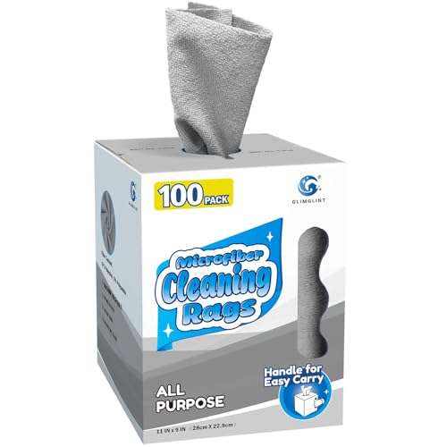 GLIMGLINT Microfiber Cleaning Cloth, 100 Pack Cleaning Rags, Lint-Free, Ultra Absorbent Reusable Paper Towels for Home, Kitchen, Car, Garage or Shop, Microfiber Rags, 11" x 9", Grey - color: Grey