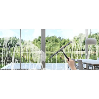 J&V TEXTILES All-Purpose Stainless Steel Shower Squeegee for Glass Doors with Adhesive Hooks, Squeegee for Shower Glass, Bathroom Household Cleaner Tool, 10 Inch (Black) - color: Black