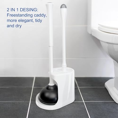 CELOX Toilet Brush and Plunger Set, Toilet Bowl Brush and Holder, Toilet Brush and Holder Set, Bright-White - color: Bright-white