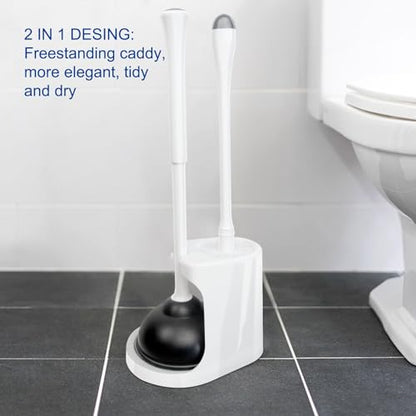 CELOX Toilet Brush and Plunger Set, Toilet Bowl Brush and Holder, Toilet Brush and Holder Set, Bright-White - color: Bright-white