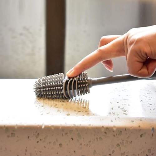 2 Pack Long-Handled Silicone Cleaning Brush - Versatile Cup & Bottle Cleaner, Reusable Scrubber for Kitchen, Bathroom & Car, Long Handle for Easy Reach