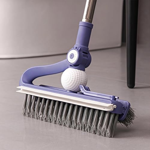 Floor Scrub Brush with Long Handle, 4 in 1 Scrape and Heavy-Duty Stiff Bristle Scrubber Brush for Cleaning Shower Bathroom, Patio, Pool, Garage, Kitchen, Wall and Deck