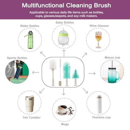 5 in 1 Electric Bottle Brush Cleaner Compatible Stanley Bottle Brush Straw Cleaner Multifunction Rechargeable IPX6 Waterproof Extra Long Design for Stanley Cup, Sports Bottle and More (Purple-1) - color: Purple-1