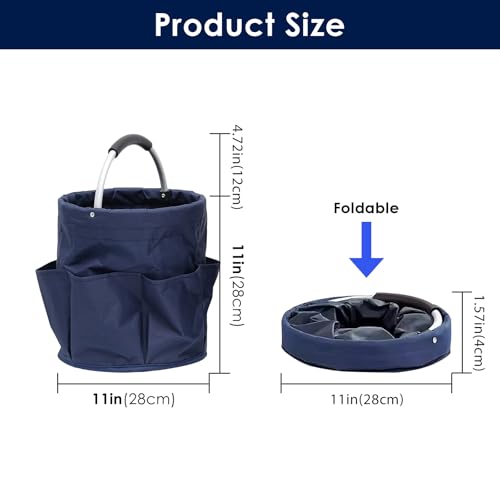 Collapsible Baskets with Handles, Multifunctional Storage Boxes for Tool Bag, Garden Bucket, Picnic Totes, Cleaning Organiser Caddy, Portable Laundry Basket, Flexible Home Storage (Blue)
