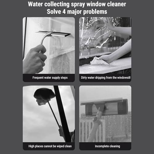 Eujgoov Electric Window Vacuum Squeegee Window Cleaner Cordless Vacuum Squeegee Handheld Cleaner 1.2KPa Suction 11 Inch Silicone Blade with 150ml Tank for Mirrors Tiles Shower Doors