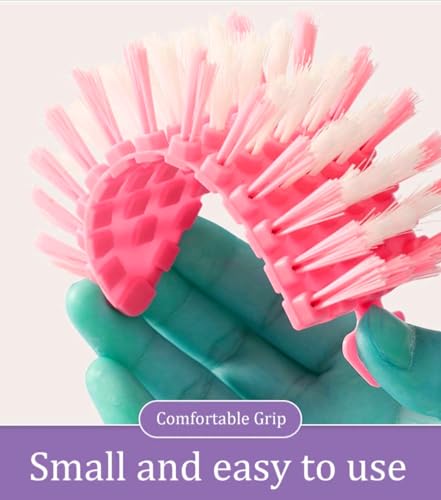 Bendable Scrub Brush, Deep Cleaning for Pool, Tub, Sink Non-Slip Grip, Sturdy Nylon Bristles,1 Pack-Pink
