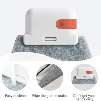 Magic Window Track Cleaner, Multifuction Window Groove Cleaning Brush with Replacement, Window Sliding Door Track Cleaner Household Use, Sliding Door, Track, Sill, Tile Lines, Shutter - color: Orange