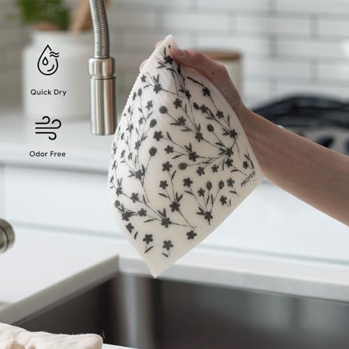 RECYCO Swedish Dishcloths for Kitchen | 5 Pack Geometric Washable Dish Rags | Cellulose Reusable Cleaning Paper Towels | Absorbent Counter Dish Cloth Sponge Kitchen Wipes, 8" L x 7" W - color: Geometric