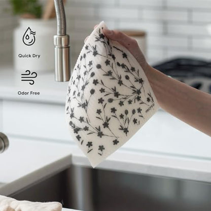 RECYCO Swedish Dishcloths for Kitchen | 5 Pack Geometric Washable Dish Rags | Cellulose Reusable Cleaning Paper Towels | Absorbent Counter Dish Cloth Sponge Kitchen Wipes, 8" L x 7" W - color: Geometric