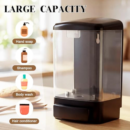 Hushee 8 Pcs Plastic Wall Mounted Soap Dispenser Commercial Manual Soap Containers Wall Dispenser for Kitchen Shower Hotel Liquid Shampoo Gel Chamber (33.8 oz 1000 ml,Black and Clear) - color: Black and Clear, size: 33.8 oz 1000 ml