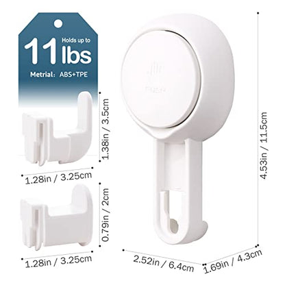LEVERLOC Heavy Duty Suction Cup Shower Hooks 4 Pack, Damage-Free Shower Hangers for Inside Bathroom Wall, Powerful Vacuum Suction Towel Hooks, Loofah Holders, Easy to Install and Remove, White - color: White Hook, Round
