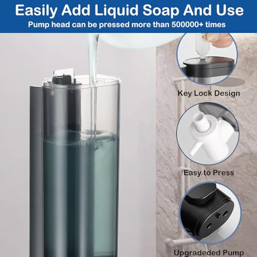 Wall Mounted Hand Soap Dispenser, 1 Chamber, 10oz/300ml Single Black Shampoo and Conditioner Dispenser, Bathroom Shower Dispenser Gel Container Dispenser and Organizer for Bathroom Kitchen Hotel - color: Black
