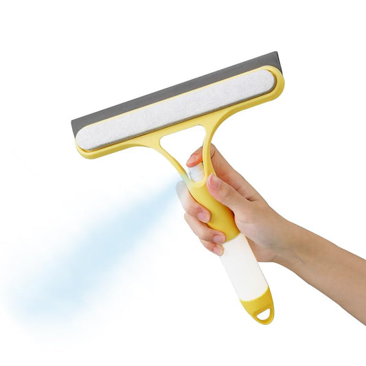 3 in 1 Window Cleaning Scraper, Window Squeegee with Sprayer, Window Cleaning Scraper for Windows, Walls, Car Windshields, Bathrooms, Kitchens, All-Purpose Window Cleaner Tool (Yellow) - color: Std-yellow
