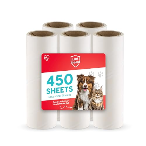 IRIS USA Extra Sticky Lint Rollers, 5 Pack of Large Refills Only - No Handle/Cover Included - 90 Sheets/Roll, 450 Sheets Total, For Dog Cat Pet Hair On Clothes, Couch, Bed, Floor, Car, Stairs, Curtain - size: Large Refills - 5 Count