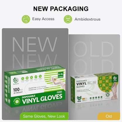 SWIFTLITE Disposable Vinyl Gloves, Food Safe, Latex-Free Powder-Free Clear Plastic Gloves for Cooking, House Clean, Food Prep - size: X-Large