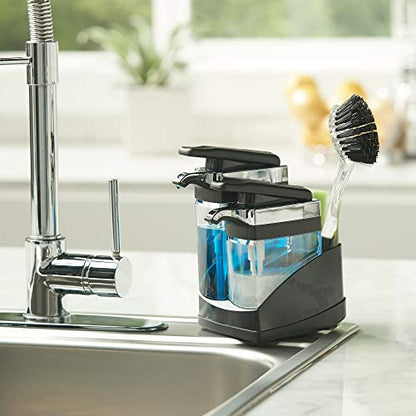 Casabella Sink Sider Duo Soap Dispensers with Sponge, Black and Chrome Plating - color: Black