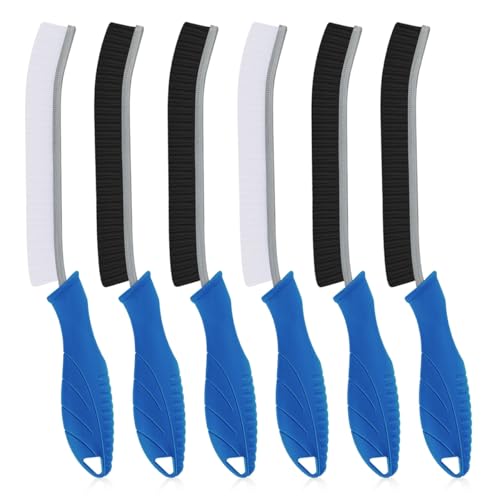 TQRR Hard Bristle Crevice Cleaning Brush-Thin Gap Scrub Brush, Small Cleaning Brush, Grout Brush, Kitchen Brush, Cleaning Tools for Toilet, Bathroom, Sink, Home, Household, Window (6, Lichen Blue) - color: Lichen Blue