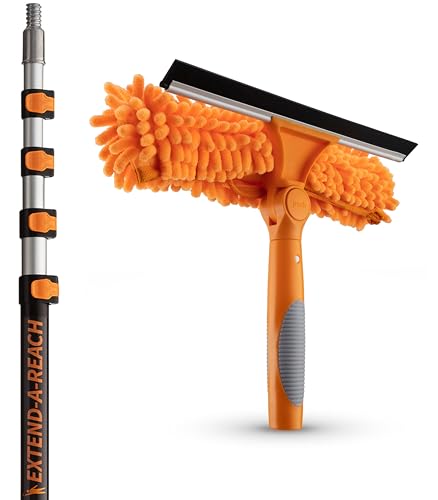 5-18 ft Window Washing Kit (24+ Foot Reach) // Window Cleaning Tool & Window Washer Squeegee with Telescopic Extension Pole // Best Indoor Outdoor Equipment - size: 18 feet