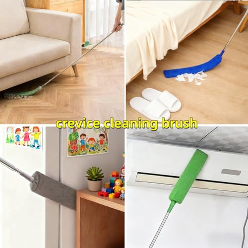 Retractable Gap Dust Cleaner Under Appliance Cleaning Tool, GMLRKY Flat Duster for Under Refrigerator Fridge Stove Couch Bed, Skinny Thin Duster for Tight Spaces (Green) - color: Green