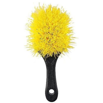 8" Utility Scrub Brush, Plastic Handle, Nylon Bristles, Heavy Duty Cleaning Brush for Outdoor, Wheels and Tire