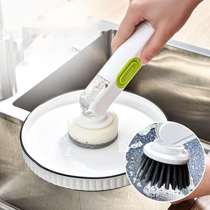 Genérico Soap Dispensing Brush, Dish Washing Brush with Pressure, Pot Sink with Automatic Liquid Addition – for Countertop Sink Bathroom Pots Pans