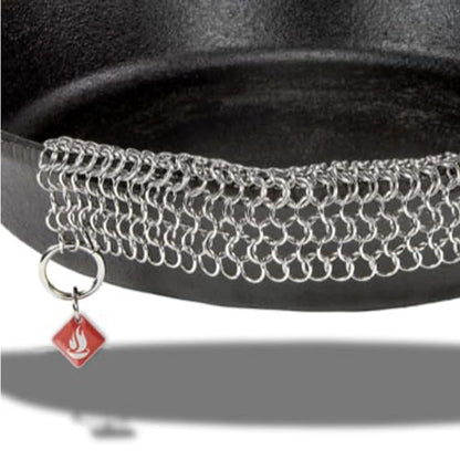 Knapp Made CM Scrubber 9" x 6" Small Ring Chainmail Cast Iron Scrubber, Premium Stainless Steel Mesh Cleaner for Pre-Seasoned Pans, Dutch Ovens, Grills and Skillets - size: 9x6 Inch (Pack of 1)