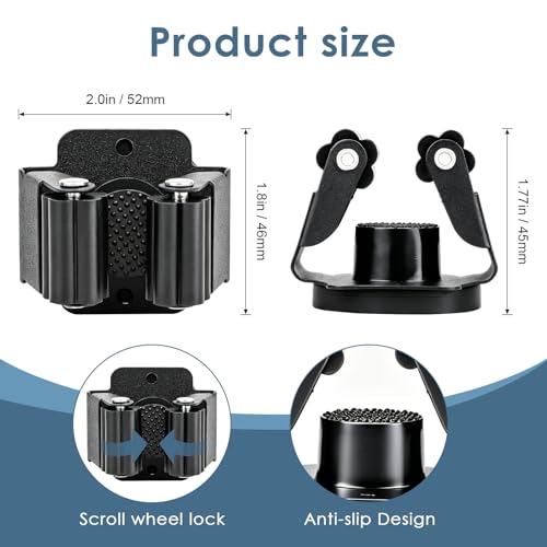 Magnetic Broom Holder Wall Mount, 5PCS No-Drill Broom and Mop Organizer Wall Hanging, 12lbs Heavy Duty Magnetic Tool Holder for Work Garage Laundry Kitchen RV Van Accessories