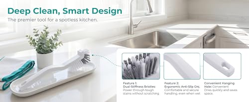 10 Pack Gap Cleaning Brush with Long Handle - Multi-Purpose Corner Scrubber for Bathroom Tile Grout, Kitchen Sink & Window Track, Non-Slip Grout Brush -Grey & White - size: 10Pack