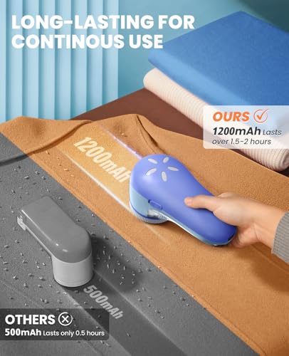 POPCHOSE Fabric Shaver, Lint Remover for Clothes, Electric Lint Shaver with 6-Leaf Blades, Sweater Shavers to Remove Pilling for Clothing, Couch, Furniture, Fuzz, Lint Ball, Bobbles, Bluish-Purple - color: Bluish Purple