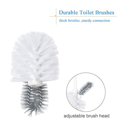 2 Pack Toilet Bowl Brush with Holder for Bathroom, Under-Rim Double Brush Head, Long Handle Household Cleaning Brushes Set (2 Pack Grey Brush with Holder) - color: 2 Pack Grey Brush With Holder