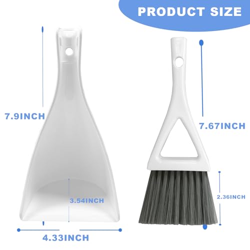 Dust Pan Broom Brush Dustpan -Mini Broom and Dustpan Combo Set, Handheld Sweeper Cleaning for Tables, Keyboards, Guinea Pig Cage, and Cat Litter, etc. (White) - color: White