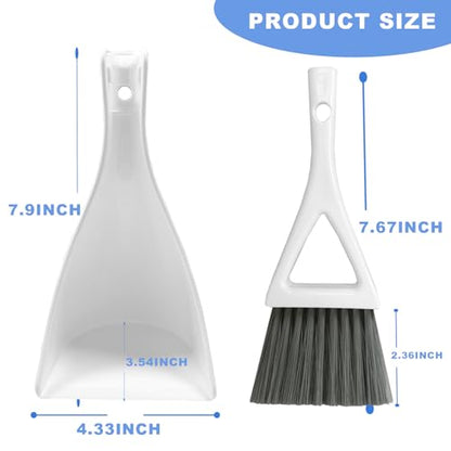 Dust Pan Broom Brush Dustpan -Mini Broom and Dustpan Combo Set, Handheld Sweeper Cleaning for Tables, Keyboards, Guinea Pig Cage, and Cat Litter, etc. (White) - color: White