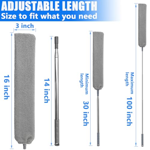100" Retractable Gap Dust Cleaner Cleaning Tools, Under Appliance Cleaning Gadgets, Microfiber Gap Duster, Underneath Cleaning Tools for Fridges, Couch, Stove, Bed, Furniture