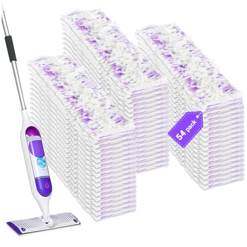 Pure Realm 54 Count Disposable Power Mop Pads Refills Compatible with swiffer PowerMop, PowerMop Wet Pads Rifill Cooperate with Swiffer Mop Refill Liquid Extra Absorbent, Traps Dust & Hair - color: Purple 54 Mop Pads