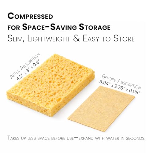 Mistifi Compressed Cellulose Sponges, Natural Plant-Based Kitchen Sponges, Super Absorbent Non-Scratch Cleaning Sponge for Dishes, Counters, Bathroom & More–Reusable Dish Sponges (12 Pack)