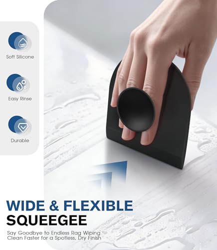 2 Pack Silicone Sink Cleaning Brush with Squeegee, Flexible Non-Scratch Dish Scrubber for Kitchen and Bathroom Sink, Countertop & Dishwashing, Suction Cup Hanging Design (Black) - color: Black